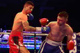 Mark Chamberlain, left, on his way to victory against Laszlo Szoke in Leicester in 2019. Photo by Matthew Lewis/Getty Images.