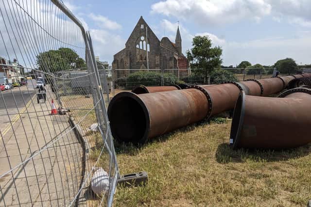 Work on the pipe is still ongoing.