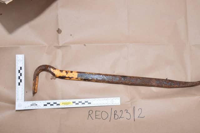 The crowbar recovered by police investigating the death of Kayleigh Dunning in Portsmouth. Mark Brandford has been jailed for her murder. Picture: Hampshire police