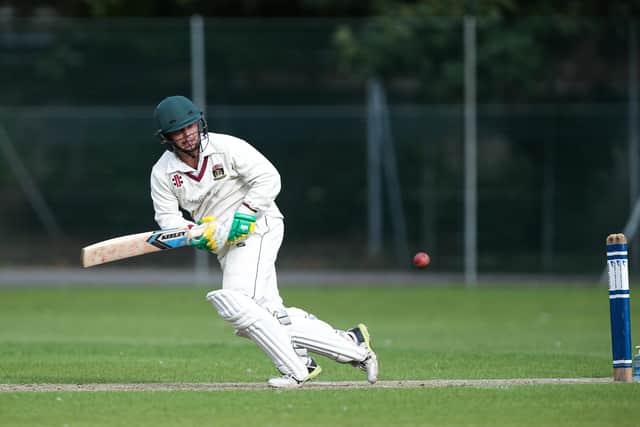 Steve Berryman on his way to an unbeaten 32 for Fareham & Crofton against Havant 2nds. Picture: Chris Moorhouse.