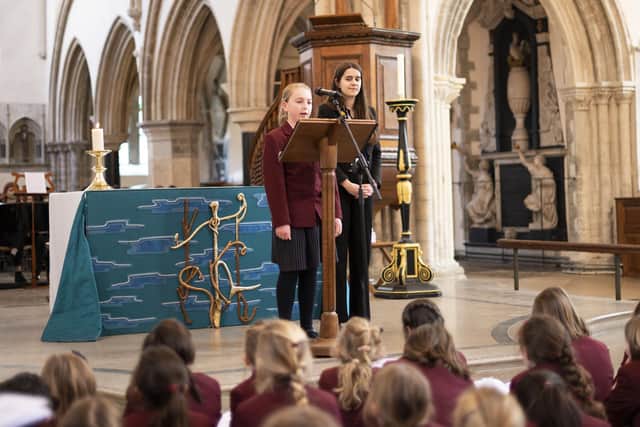 Evie, head girl of the prep school, and Annalee, head girl of the senior school. Picture: Sally Tiller