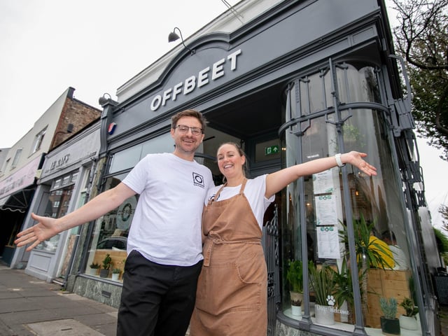 Offbeet is an innovative plant based cafe in the heart of Albert Road that dishes up hearty food and drink.   Joint owners, Peter Axworthy and Vicky Allen, at Offbeet Vegan Cafe in Albert Road, Southsea. Picture: Habibur Rahman