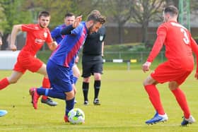 Dec Seiden on the ball for US Portsmouth during their FA Vase quarter-final victory over Flackwell Heath. Pic: Martyn White.