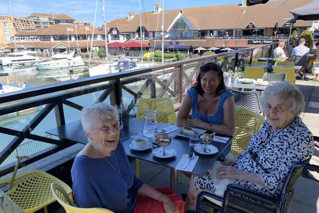 Eunice Forhead at Port Solent with Kaitlyn Langford and her mum. Picture: Kaitlyn Langford.