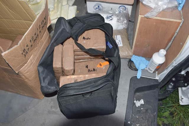 Drugs packages found by police at Clamp Farm Stables, pictured on October 2, 2019. Picture: Hampshire police