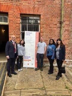 Pictured: Cllr Richard Earle and Debbie Sherman with Mila Eminova, Repair Cafe chair Keith Brady and Sylvia Otoibhi.