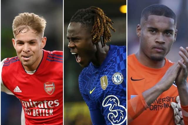 From L-R, Emile Smith Rowe, Trevoh Chalobah and Gavin Bazunu have all benefitted from working with Danny Cowley.
