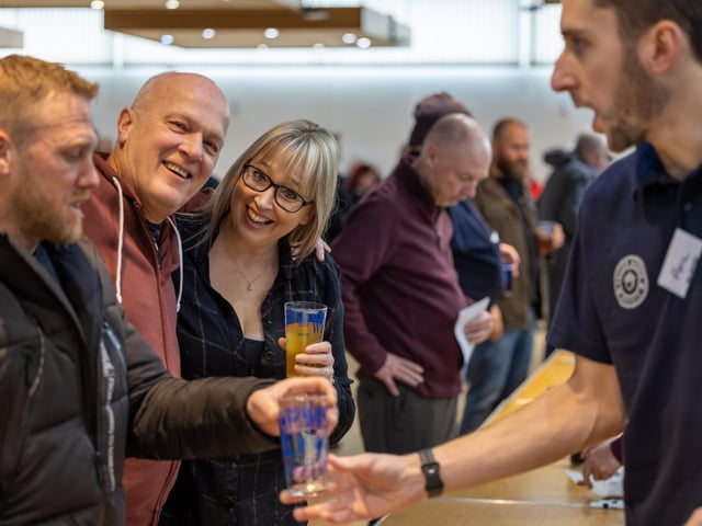 The busy beer bar at the Gosport Winterfest. Picture: Mike Cooter (250223)