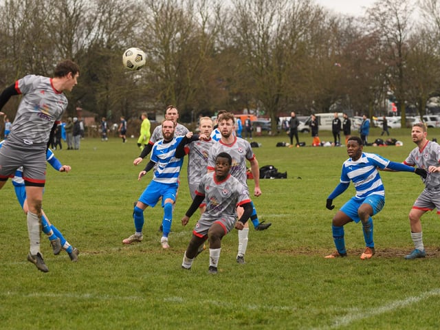 Gosham Rangers (grey) v AC Copnor. Picture: Keith Woodland