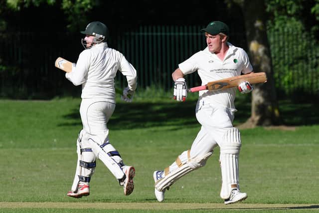 Dan Clark and Harry Robbins batting for Bedhampton in a Hampshire League game against Bournemouth 2nds in 218. Picture: Neil Marshall.