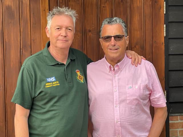 Graham Langley, 63, (left) from Bishops Waltham in Hampshire, launched into action utilising emergency training from his 20-year flight career when 66-year-old Richard Lovegrove fell ill suddenly and lost consciousness on an evening in November last year.