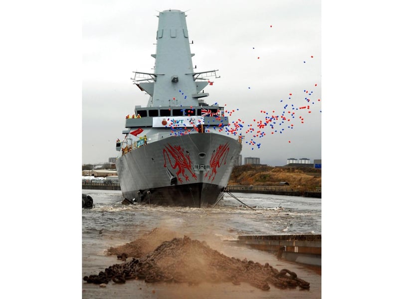 March 2011. The Launch of the new Type 45 HMS Dragon at BVT Govan.