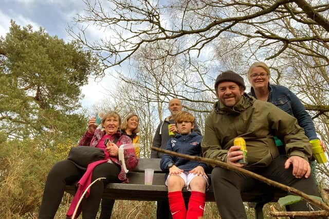 Jim with his family at the end of the LEJOG challenge.