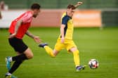Ryan Pennery in action for Moneyfields at Fareham Town. Picture: Keith Woodland