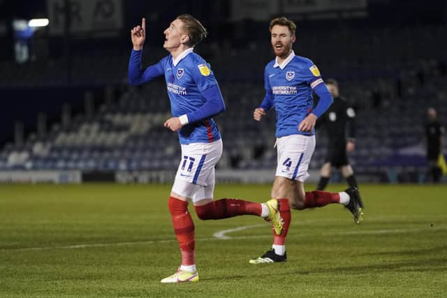 Ronan Curtis celebrates his goal last night