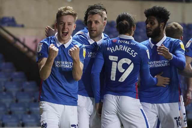 Spurs loanee Harvey White celebrates after netting Pompey's winner at Oxford United in February 2021. Picture: Jason Brown/ProSportsImages