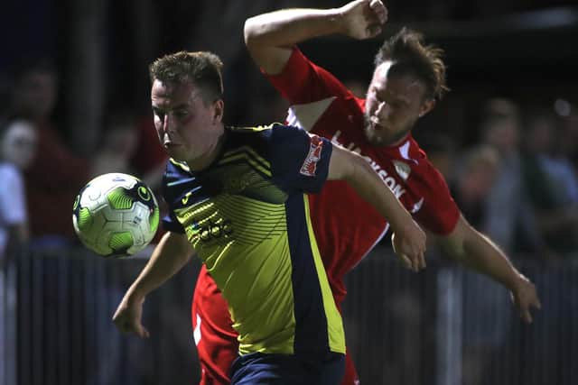Horndean's Connor Duffin, right, and Tom Cain of Moneyfields. Picture Stuart Martin