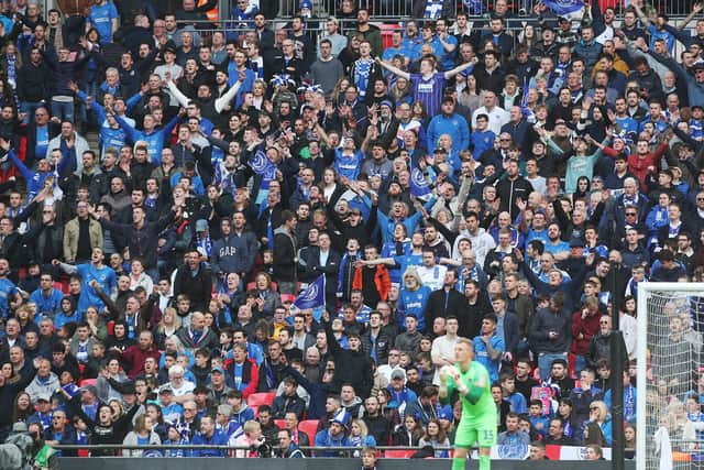 Pompey fans inside Wembley last season. Picture: Joe Pepler