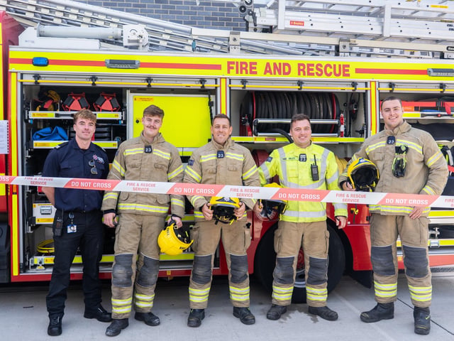 Cosham Fire Station Open Day. Pictured is Rich Wilson, Cameron Cooke, Lee Merrett, Curtis Miles and Sam Ellis. Pictured by Alec Chapman