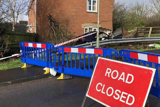 The car road was closed, following a botched police chase through Portchester. Photo: Tom Cotterill