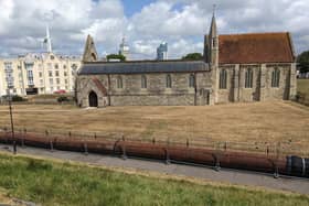 The Southern Water overland pipe, which spans from near the Pier Road pumping station in Southsea to just outside the Royal Garrison Church.