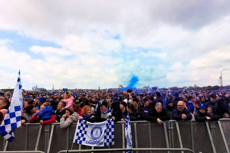 Thousands of Pompey FC fans flocked to Southsea Common to celebrate the team's League One title and promotion. Picture Credit: Joe Williams