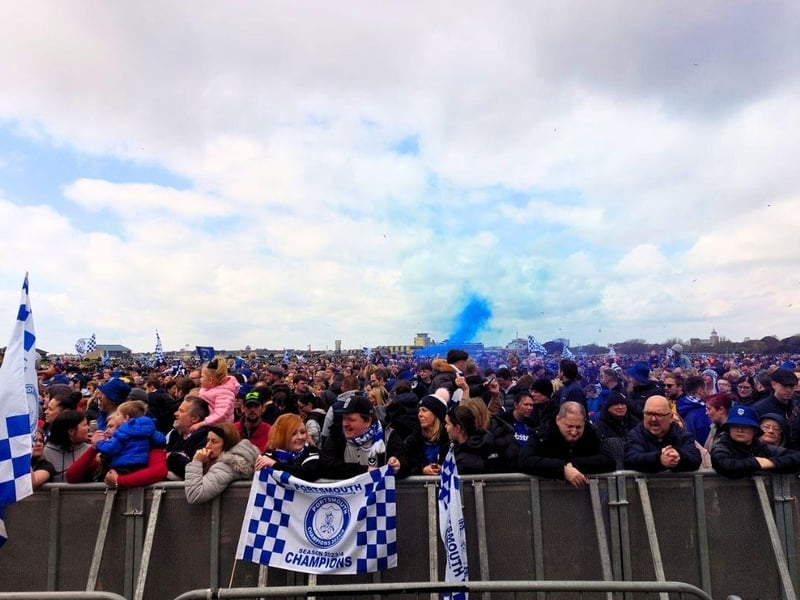 Thousands of Pompey FC fans flocked to Southsea Common to celebrate the team's League One title and promotion. Picture Credit: Joe Williams