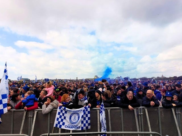 Thousands of Pompey FC fans flocked to Southsea Common to celebrate the team's League One title and promotion.   Picture Credit: Joe Williams