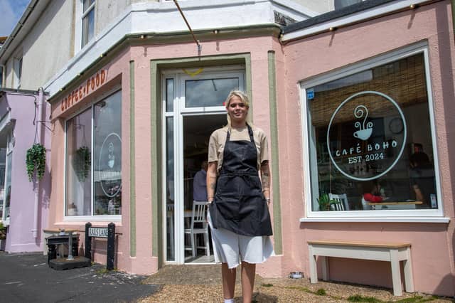 Cafe Boho opened its doors on May 20 by Alice Mantle who has created a new trendy cafe which specialises in toasted ciabattas, fresh coffee, fresh juice and a range of sweet treats. Pictured - Alice Mantle outside Cafe Boho on Hayling Island