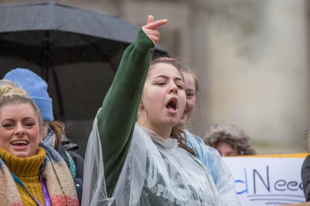 English student, Jasmine Lallis, taking part in a protest earlier this year over the proposed job cuts in the University of Portsmouth's English Department.


Picture: Habibur Rahman