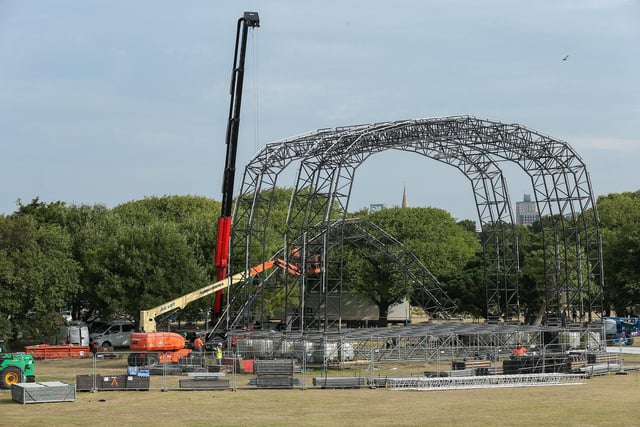The Castle Stage is dismantled. Site clearance after Victorious, Southsea Common
Picture: Chris  Moorhouse (280824-005)
