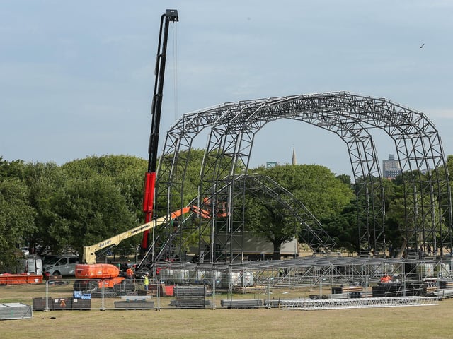 The Castle Stage is dismantled. Site clearance after Victorious, Southsea Common
Picture: Chris Moorhouse (280824-005)