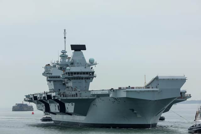 HMS Prince of Wales will soon be deployed to Japan amid worldwide tensions. The MoD with a UK Carrier Strike Group will be carrying out various exercises. Picture: Chris Moorhouse (260324-07)