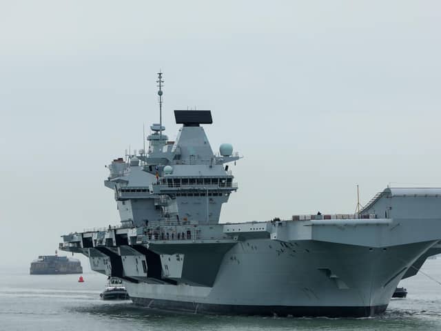 HMS Prince of Wales will soon be deployed to Japan amid worldwide tensions. The MoD with a UK Carrier Strike Group will be carrying out various exercises. Picture: Chris Moorhouse (260324-07)