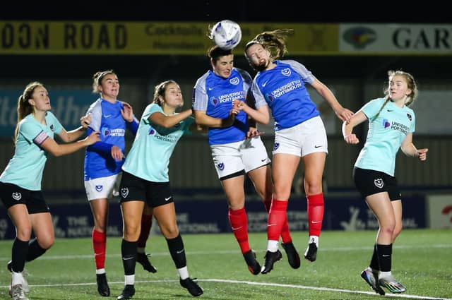 Pompey Women (blue) v Pompey Women Development. Picture by Nathan Lipsham