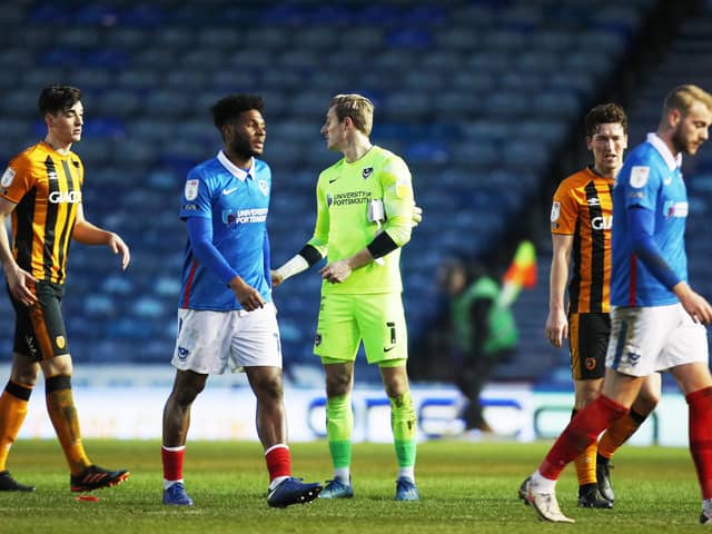 Pompey dejected after their loss to Hull. Picture: Joe Pepler