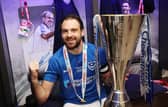 Brett Pitman skippered Pompey to the Checkatrade Trophy in March 2019. Picture: Joe Pepler