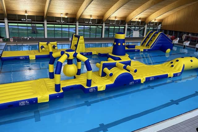The inflatable aqua park at the Mountbatten Centre in Portsmouth. 
Picture: BH Live