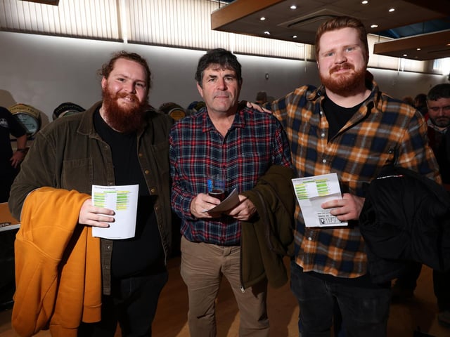 Gosport Winterfest 2024, Thorngate Halls, Gosport. Bury Road, Gosport, Hampshire.Pictured is (L-R) Alex Revell, Peter Revell, Tom Revell. Saturday 2nd March 2024.Picture: Sam Stephenson.