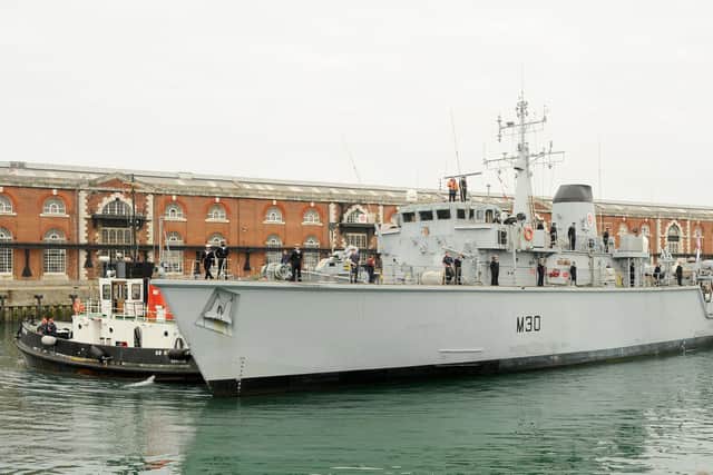 HMS Ledbury returned to Portsmouth Naval Base on Friday, September 11, from three years in the Gulf on operation Kipion.
Picture: Sarah Standing (110920-3813)