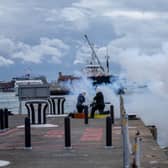 Members of the Royal Navy conduct a 117-gun salute in Portsmouth Naval Base to mark the death of the Queen. Picture: Habibur Rahman
