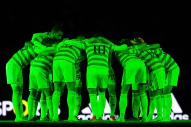The Celtic huddle (Photo by Ross MacDonald / SNS Group)