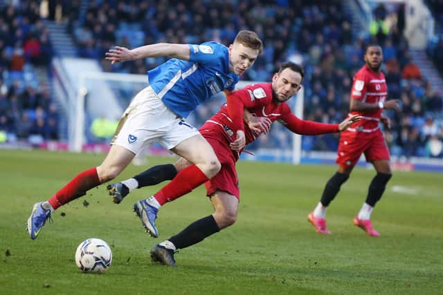 Blackburn loanee Hayden Carter was the choice of Gaffer For A Day, David Fawcett, as Pompey's man of the match against Doncaster. Picture: Joe Pepler