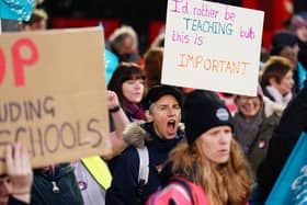 Teachers are striking across the country today. Picture: Jordan Pettitt / PA