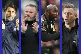 From left: Danny Cowley, Wayne Rooney, Darren Moore, Steven Schumacher.