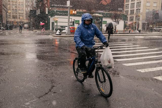 Cycling in winter can be wet, but it can also be a joy according to Catherine Ellis. Photo by Scott Heins/Getty Images.