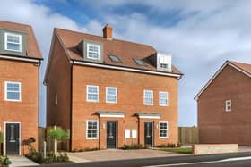This three bedroom semi-detached new build house in Kentidge Way, Waterlooville has gone on for sale for £375,000. It is listed by Barratt Homes.