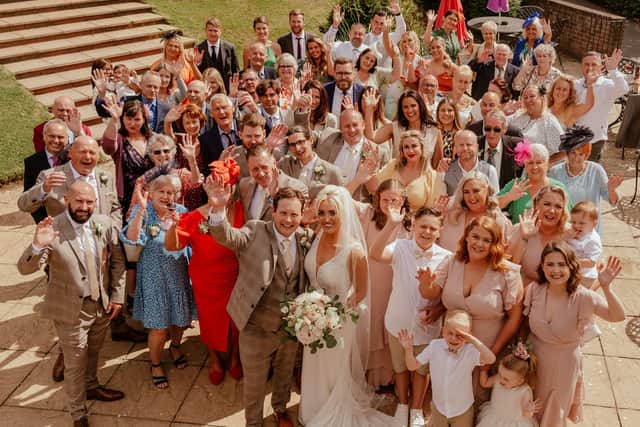 Family and friends at Ruby and Mathew Goater's wedding. Picture: Carla Mortimer Wedding Photography