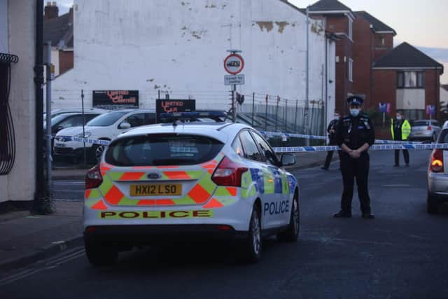 Police in Cornwall Road, Fratton in Portsmouth, on January 22, 2021, after an incident. Picture: Habibur Rahman