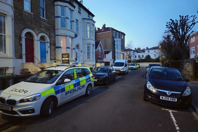 Police in Shaftesbury Road, Southsea, over firearms incident that led to four men arrested